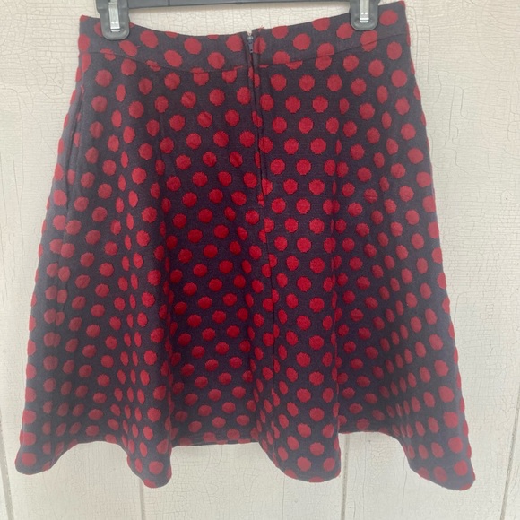 ModCloth A-Line polka dot sweater skirt in navy/red size M - Picture 3 of 5